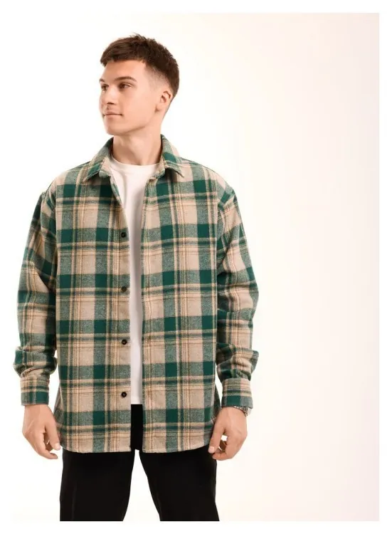Сорочка в клітинку зелена. Чоловіча сорочка Pobedov Tartan в клітинку (S)
