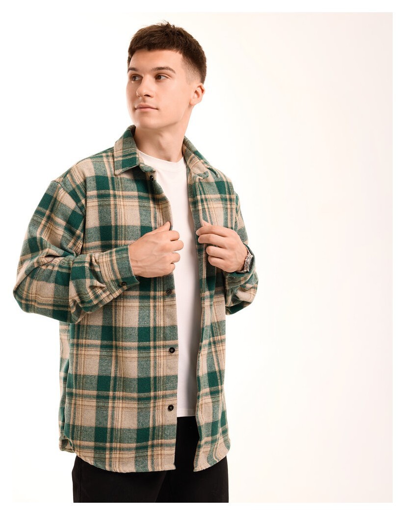 Сорочка в клітинку зелена. Чоловіча сорочка Pobedov Tartan в клітинку, укр, укр