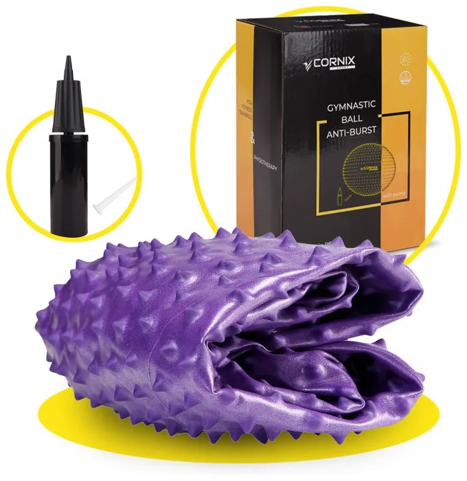 М'яч для фітнесу (фітбол) Cornix 65 см масажний Anti-Burst XR-0484 Violet