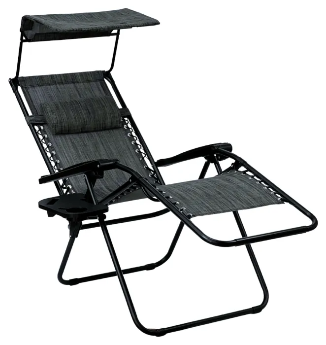 Раскладное кресло шезлонг с козырьком LEOBRO Zero Gravity Dark Grey (LB-ZGC-H1-DGR)