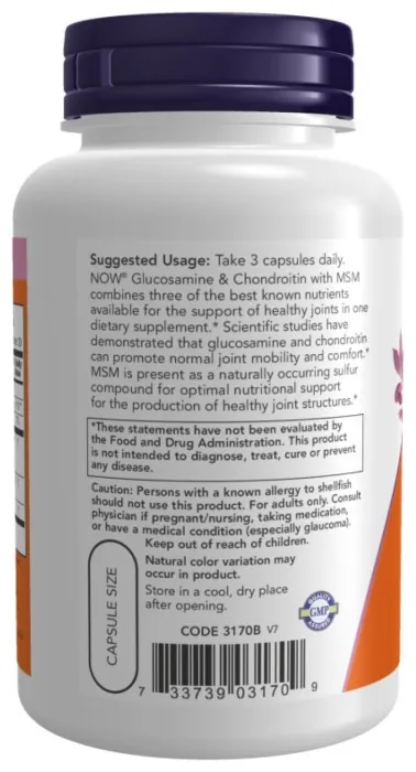 Glucosamine & Chondroitin with MSM - 180 vcaps