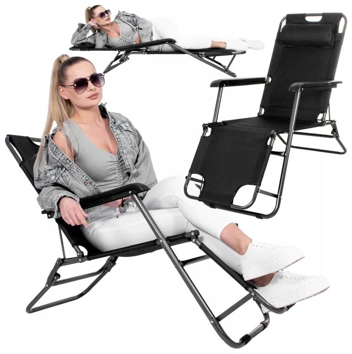 Шезлонг (крісло-лежак) Springos Zero Gravity для пляжу, тераси та саду GC0060 Black