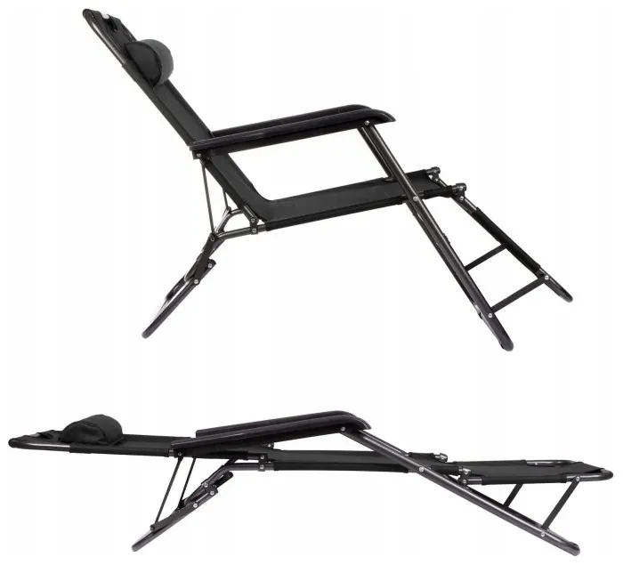 Шезлонг (крісло-лежак) Springos Zero Gravity для пляжу, тераси та саду GC0060 Black