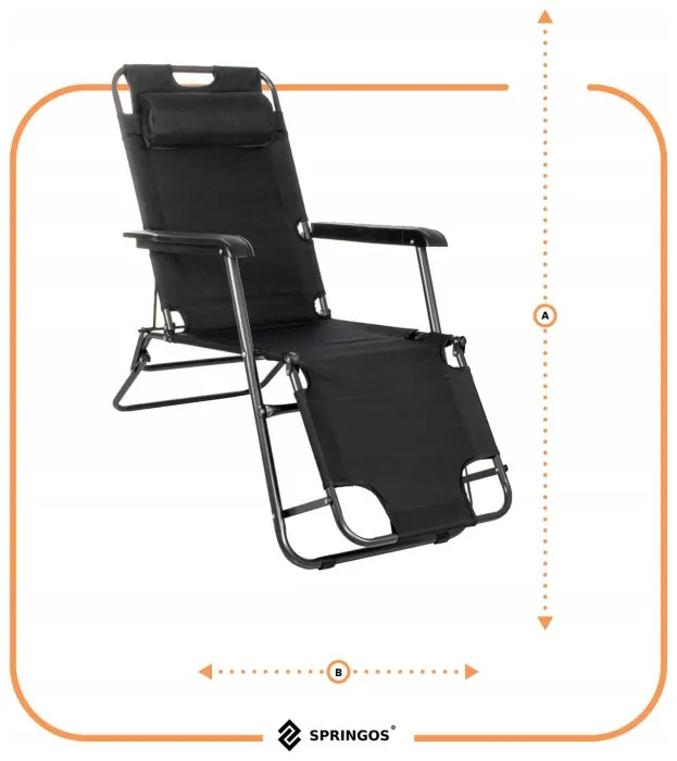 Шезлонг (крісло-лежак) Springos Zero Gravity для пляжу, тераси та саду GC0060 Black