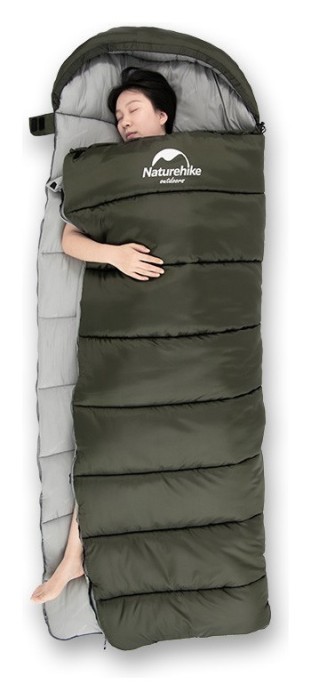 Спальник з капюшоном Naturehike U250S NH20MSD07, (0°C), правий, темно-зелений