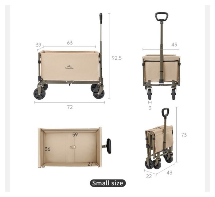 Складаний легкий кемпінговий візочок Naturehike CNK2350JJ012, 50 л, чорний