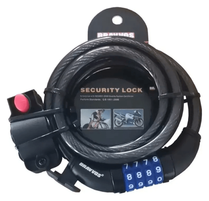 Замок BRAVVOS LOC-125-135 кодовый со стальным тросом 10мм X1500мм