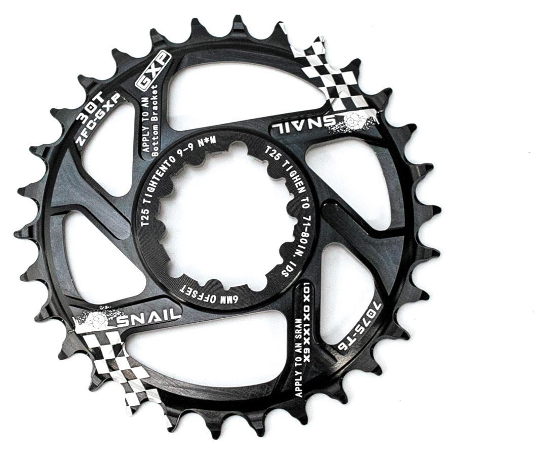 Звезда-неспадайка к шатуну NW AL 30T GXP (SRAM) offset 6mm SNAIL (черн.)