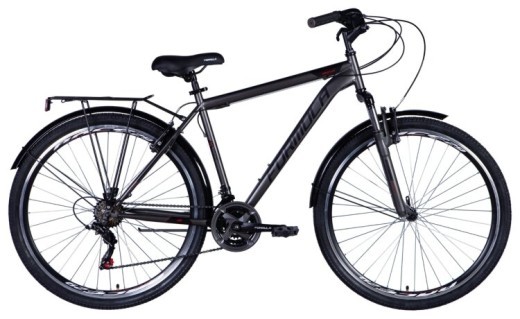 Велосипед ST 28" Formula MAGNUM AM Vbr рама- с багажником задн St с крылом St 2024 (серебристый (м)) — 