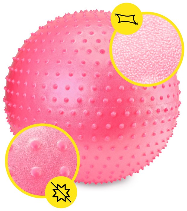М'яч для фітнесу (фітбол) Cornix 55 см масажний Anti-Burst XR-0469 Pink