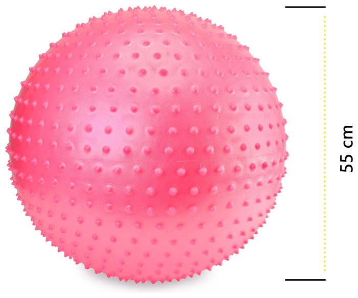 М'яч для фітнесу (фітбол) Cornix 55 см масажний Anti-Burst XR-0469 Pink