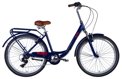 Велосипед AL 26" Dorozhnik RUBY AM Vbr рама-" с багажником задн St с крылом St 2024 (темно-красный (м))