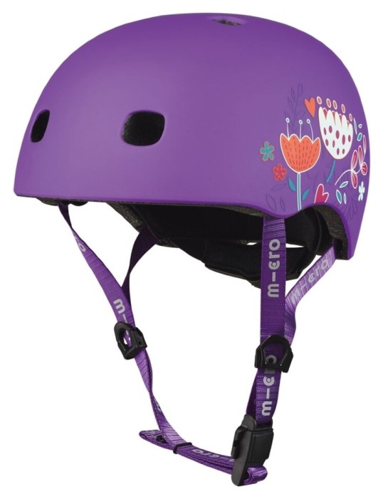 Защитный шлем MICRO - ФИОЛЕТОВЫЙ С ЦВЕТАМИ (48-53 cm, S)