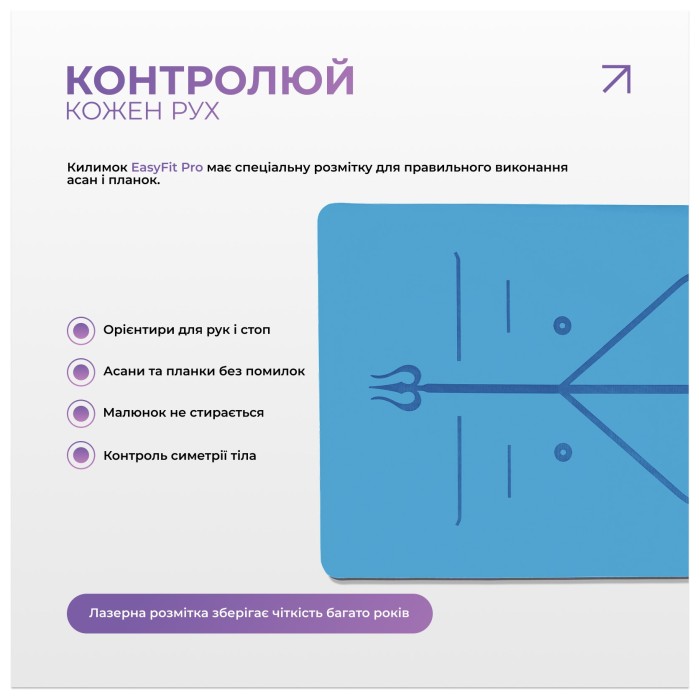 Коврик для йоги профессиональный EasyFit Pro каучук 5 мм Голубой