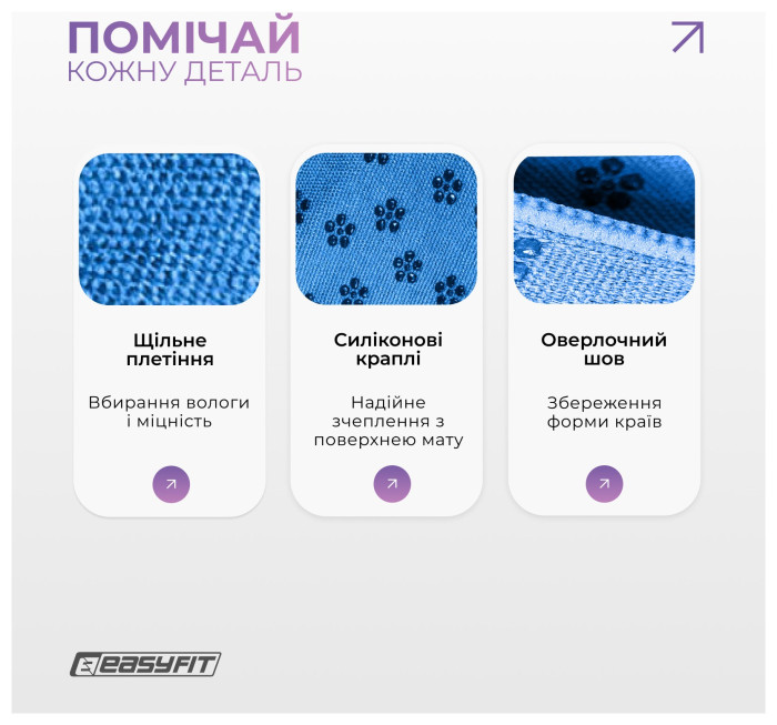 Рушник для йоги EasyFit Yoga Mat Towel з мікрофібри (Синій), укр, укр