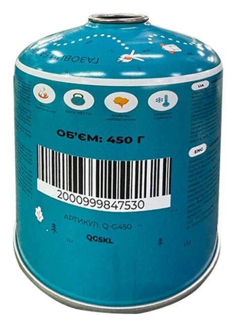 Газовый баллон резьбовой бутановый Quest, 450гр