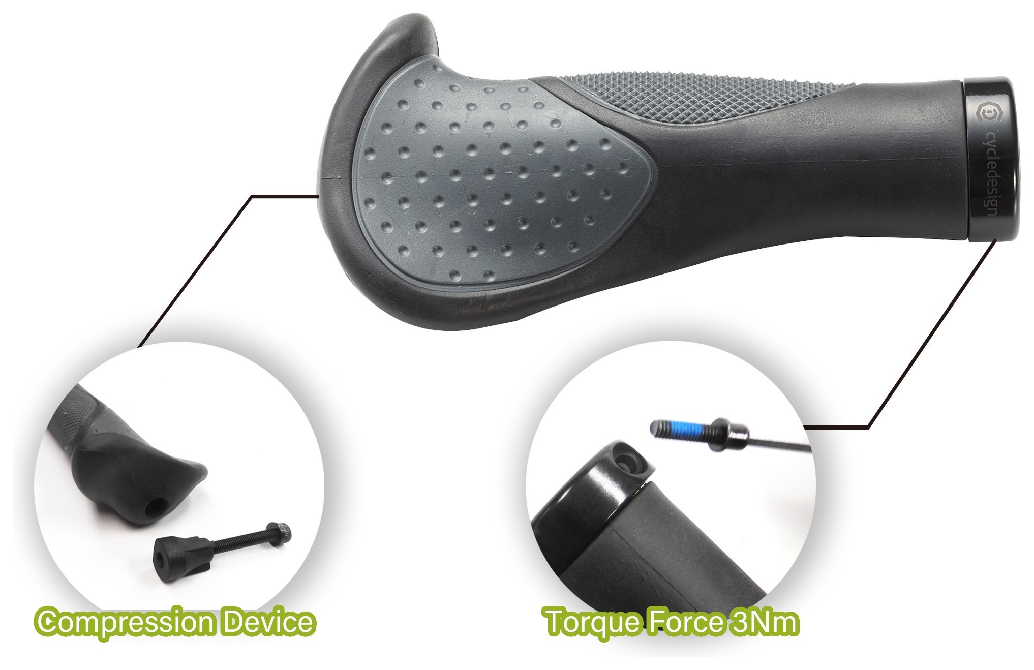 Грипсы для велосипеда Cycledesign ERGO LOCK-ON 139 мм Black/grey (GP0041)