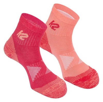 Носки для туризма женские K2 MULTISPORT QUARTER 2 PACK 35-38 Peach/raspberry + raspberry/peach (14357)