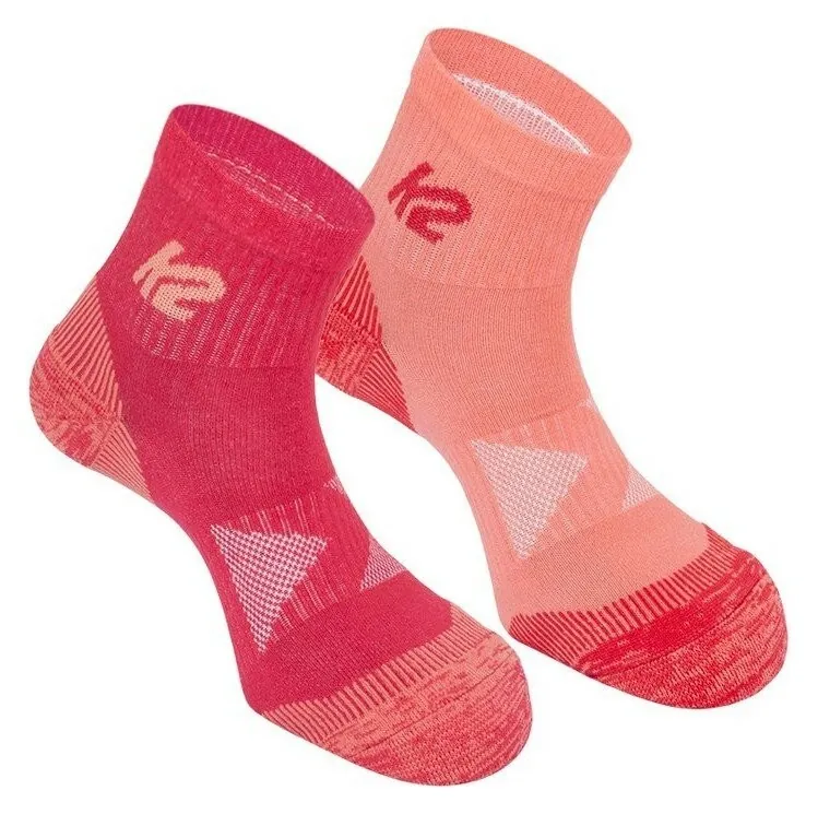 Носки для туризму жіночі K2 MULTISPORT QUARTER 2 PACK 35-38 Peach/raspberry + raspberry/peach (14357) (35-38 peach, raspberry)