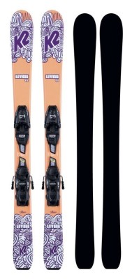 Лижі гірські комплект для підлітків K2 LUV BUG 4.5+FDT JR 112см Pink/purple/white (10E0809.209.1+10D1019.109.2)