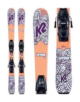 Лижі гірські комплект для підлітків K2 LUV BUG 4.5+FDT JR 112см Pink/purple/white (10E0809.209.1+10D1019.109.2)
