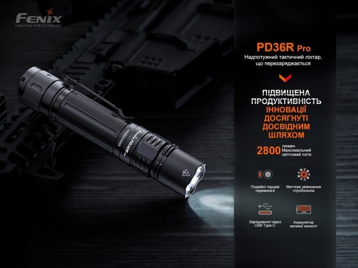 Ліхтар тактичний Fenix PD36R Pro RED, укр, укр