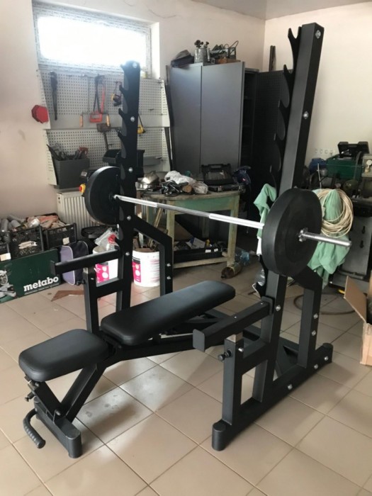 Скамейка Black Rock + Стойки Black Rock + Металлическая штанга RN-Sport Quatro 105 кг