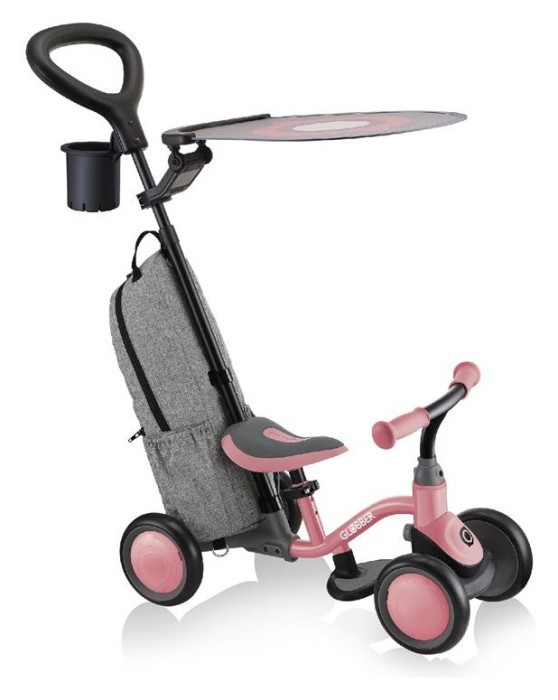 Біговел дитячий GLOBBER серії LEARNING BIKE 3в1 DELUXE, пастельно-рожевий, до 20кг, 4 колеса, укр, укр