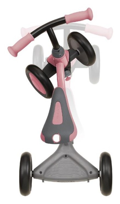 Біговел дитячий GLOBBER серії LEARNING BIKE 3в1 DELUXE, пастельно-рожевий, до 20кг, 4 колеса, укр, укр
