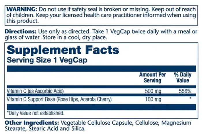 Vitamin C with Rose Hips & Acerola, Timed Release 500mg - 100 vcaps
