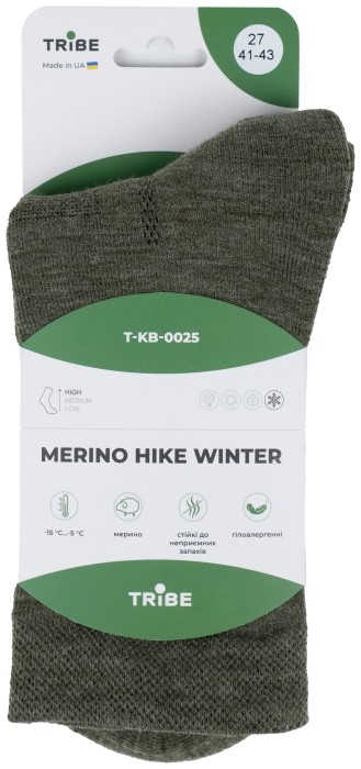 Шкарпетки Tribe Merino Hike Winter T-KB-0025-olive, 38-40, укр, укр