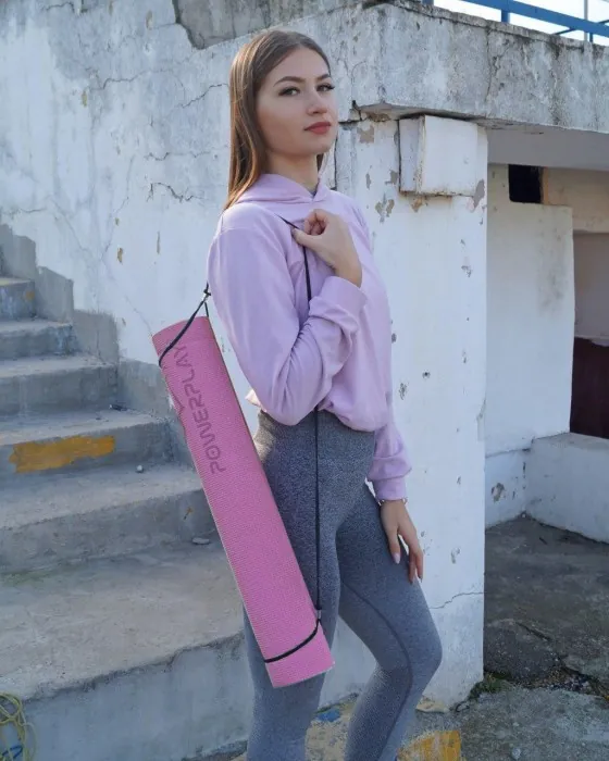 Коврик для йоги та фітнесу PowerPlay 4010 PVC Yoga Mat Рожевий (173x61x0.6)