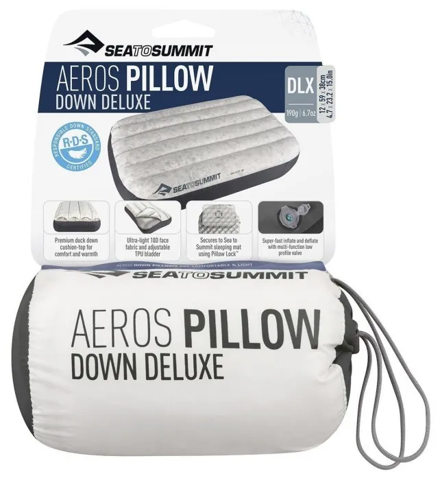 Подушка надувная с пухом Sea to Summit Aeros Down Pillow, Deluxe, 12х59х38см, Grey