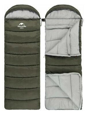 Спальник с капюшоном Naturehike U350 NH20MSD07, (1°C), правый, зеленый