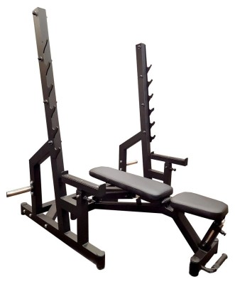 Профессиональная серия! Скамейка для жима и стойки под штангу RN-Sport black rock