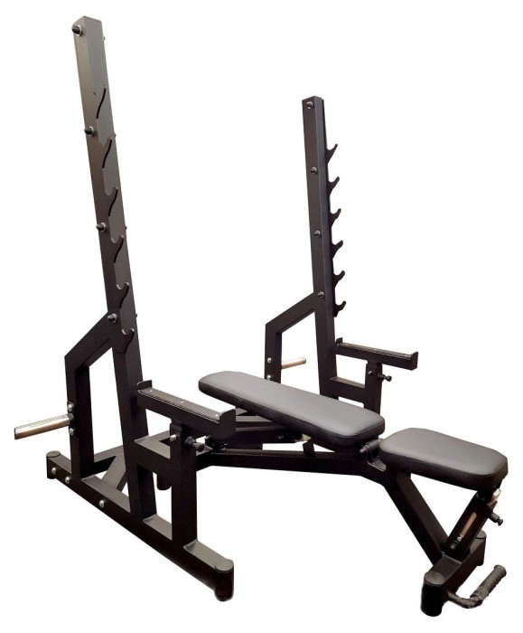 Профессиональная серия! Скамейка для жима и стойки под штангу RN-Sport black rock