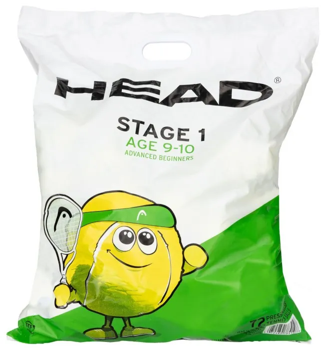 Мячи для тенниса HEAD ( 578410 ) 72B HEAD STAGE 1 - GREEN - Polybag - 6DZ 2026