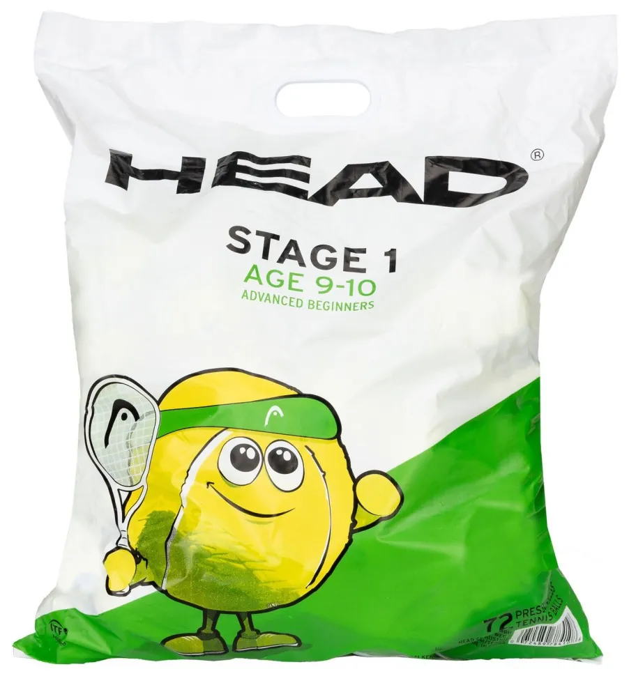 М'ячі для тенісу HEAD ( 578410 ) 72B HEAD STAGE 1 - GREEN - Polybag - 6DZ 2026 (EXT_72489784108)