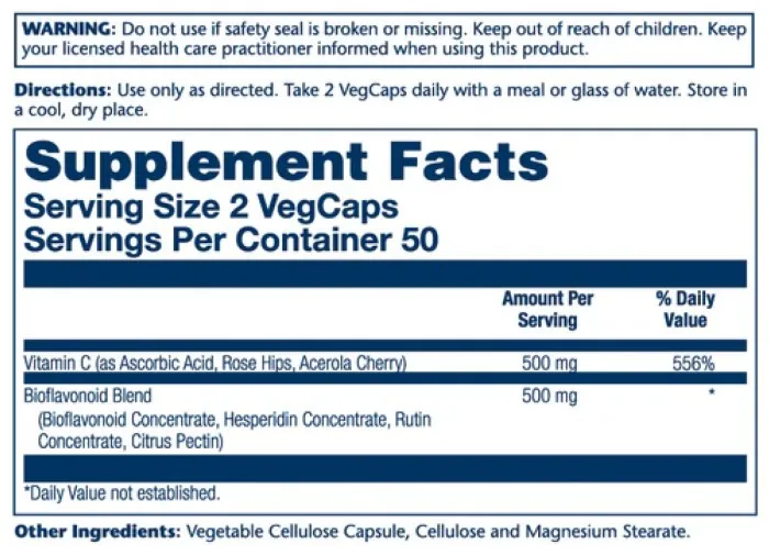 Vitamin C&Bioflavonoids 1:1 500mg - 100 vcaps