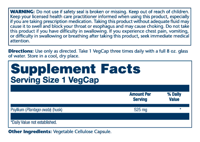 Psyllium Husk 525mg - 100 vcaps