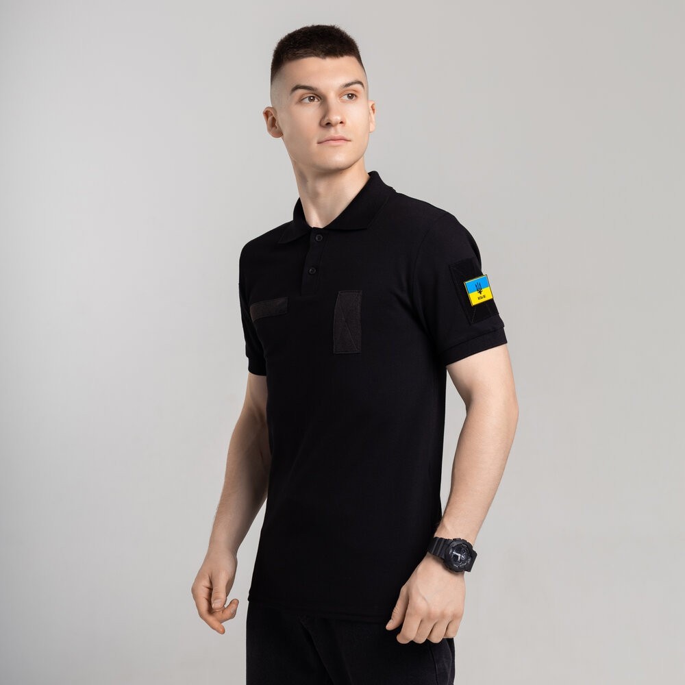 Легкое тактическое летнее мужское черное поло Pobedov Royal BATAL Военное