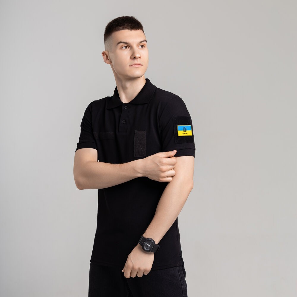 Легкое тактическое летнее мужское черное поло Pobedov Royal BATAL Военное