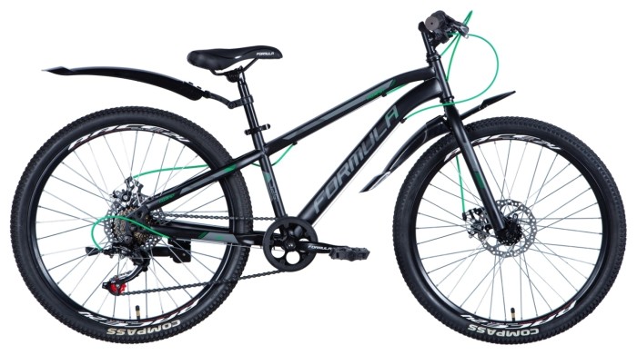 Велосипед ST 24" Formula FOREST DD рама - з крилом Pl 2024 (чорно-зелений (м)), укр, укр
