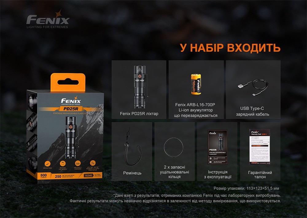 Ліхтар ручний Fenix PD25R, укр, укр