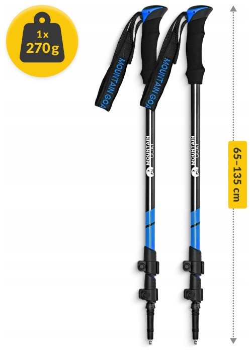 Трекінгові палиці Mountain Goat Peak+ 60-135 см Black/Blue (P-5907739318268)