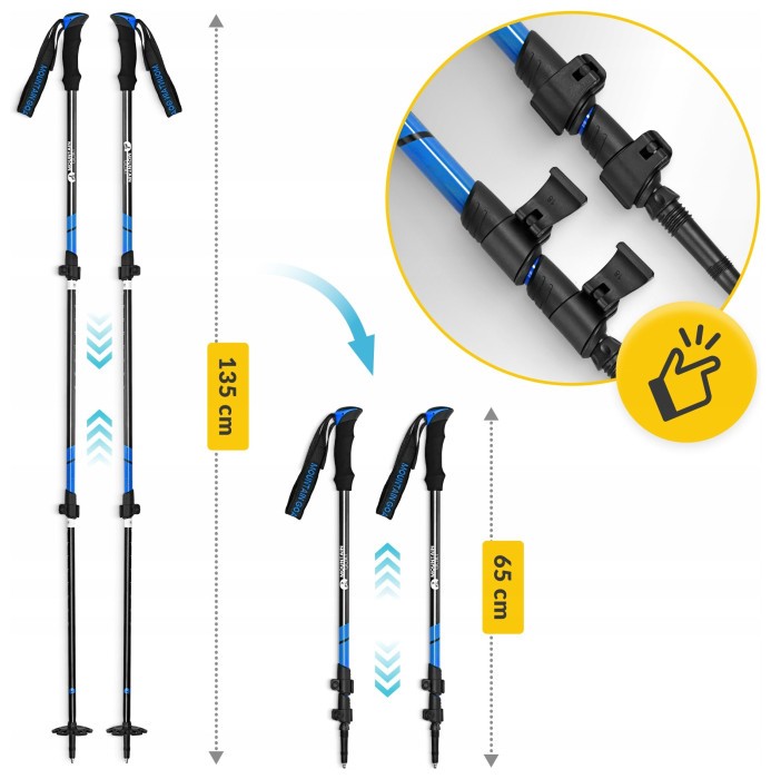 Трекінгові палиці Mountain Goat Peak+ 60-135 см Black/Blue (P-5907739318268)