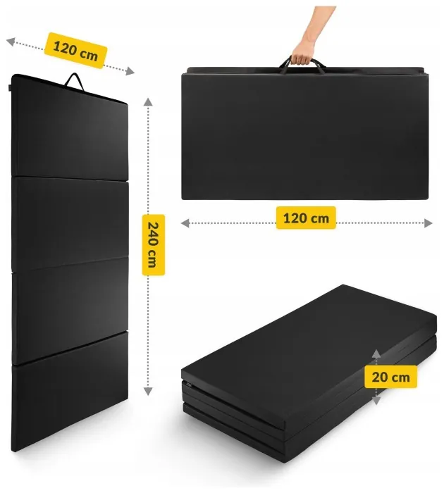 Мат гімнастичний складний 4FIZJO XL 240 x 120 x 5 см Black (P-5907739319708)