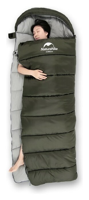 Спальник з капюшоном Naturehike U350S NH20MSD07, (-3°C), лівий, темно-зелений