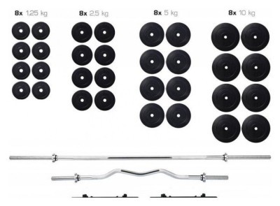 Штанги з гантелями RN-Sport (4 грифи + 150 кг млинців) + рукавички