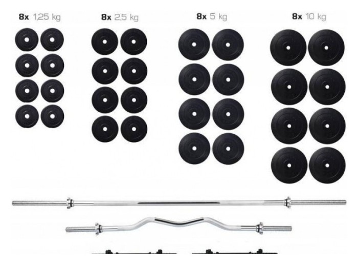 Штанги з гантелями RN-Sport (4 грифи + 150 кг млинців) + рукавички, укр, укр